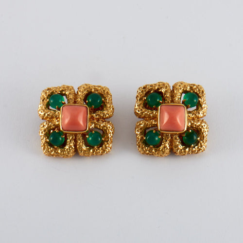 Boucles d'oreilles VAN CLEEF & ARPELS - Parure "Delphe Collection" Corail et chrysoprase 58 Facettes DV0332-5