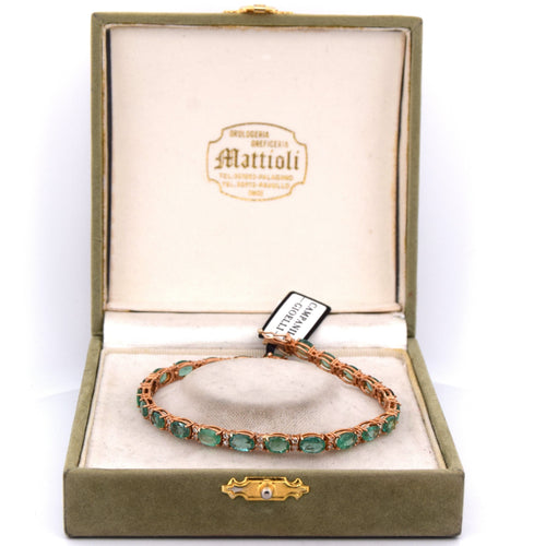 Bracelet BRACELET DE TENNIS UNISEXE - OR ROSE 18 CARATS - ÉMERAUDES NATURELLES 58 Facettes