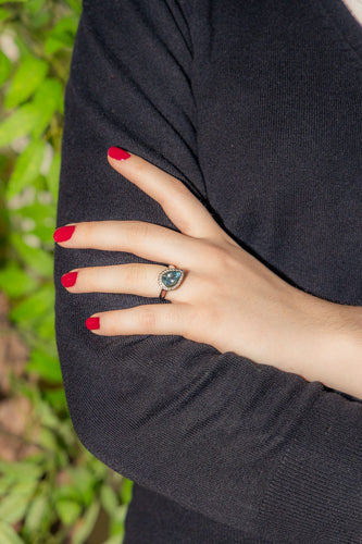 Bague 53 Bague Or blanc Aigue marine, Diamant 58 Facettes 3655097CN