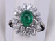 Bague 54 Cabochon Émeraude mixte Diamant or blanc 58 Facettes BA-452
