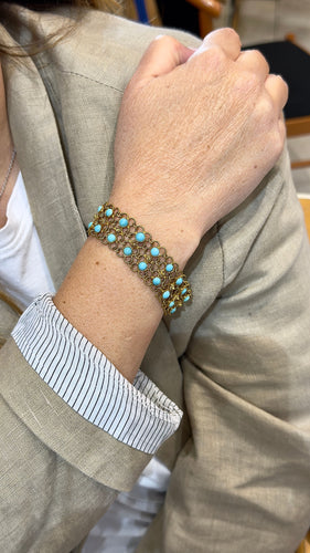 Bracelet Bracelet souple en or 14 carats et turquoises 58 Facettes