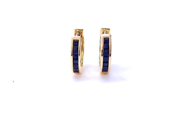 Boucles d'oreilles Créoles or jaune et saphir 58 Facettes Creol.Saph.1693