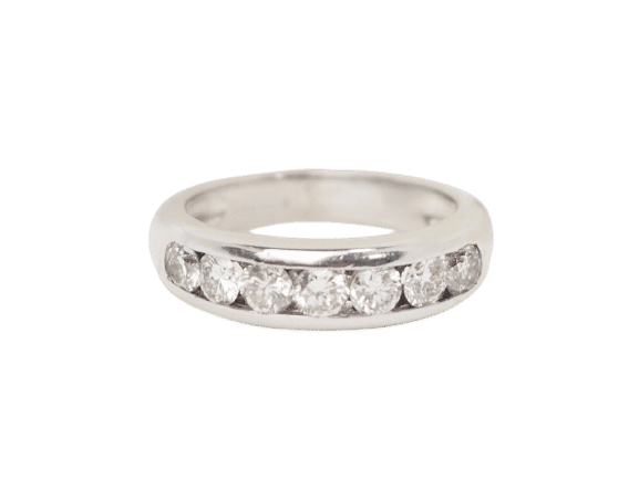 Bague 52.5 Demi alliance en or blanc et diamants 1.05ct 58 Facettes 33105