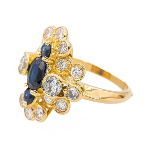 Bague 49 Bague Marquise Or jaune Saphir, Diamant 58 Facettes 2909881CN