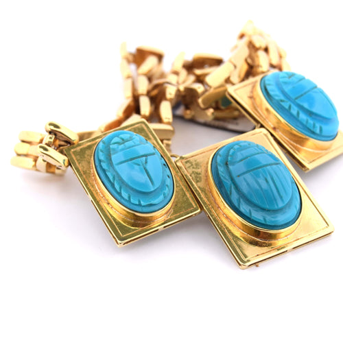 Collier Collier en or jaune avec turquoise 58 Facettes