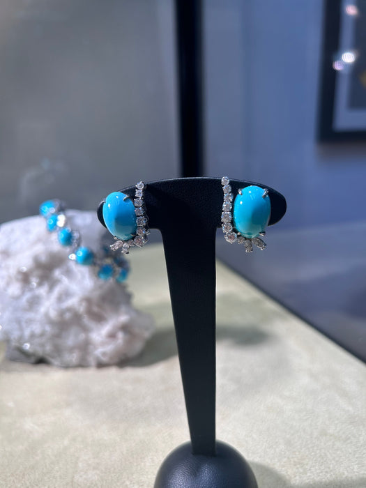 Bracelet et clips d'oreilles en or et turquoise