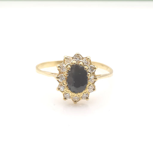 Ring 59 Daisy ring Yellow gold Sapphire Diamonds 58 Facettes