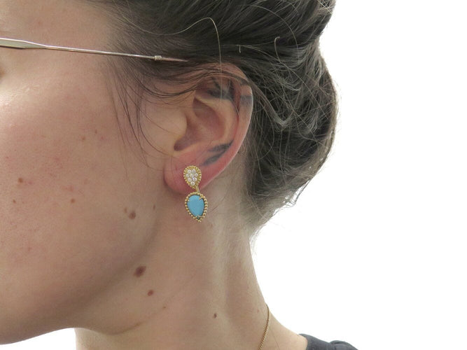 Boucles d'oreilles boucles d'oreilles BOUCHERON serpent boheme or 18k diamant 0.16ct turquoise 58 Facettes 271373