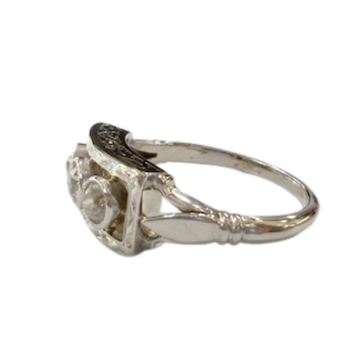 Boucles d'oreilles 54 Bague et boucles d'oreilles en or 18 carats serties de diamants anciens 58 Facettes Q295B