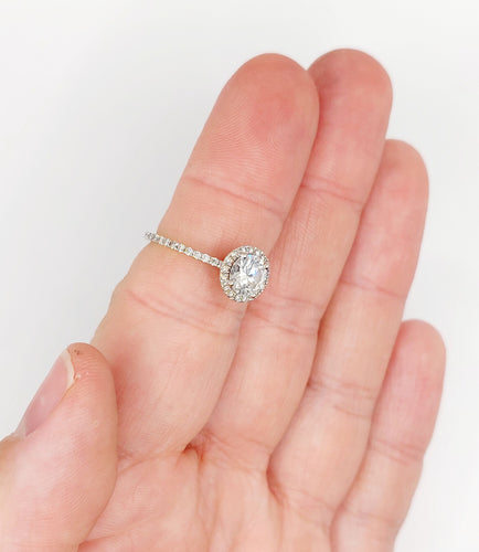 Bague solitaire or blanc, diamant 0,98 carat et certifcat AIG 58 Facettes A06225