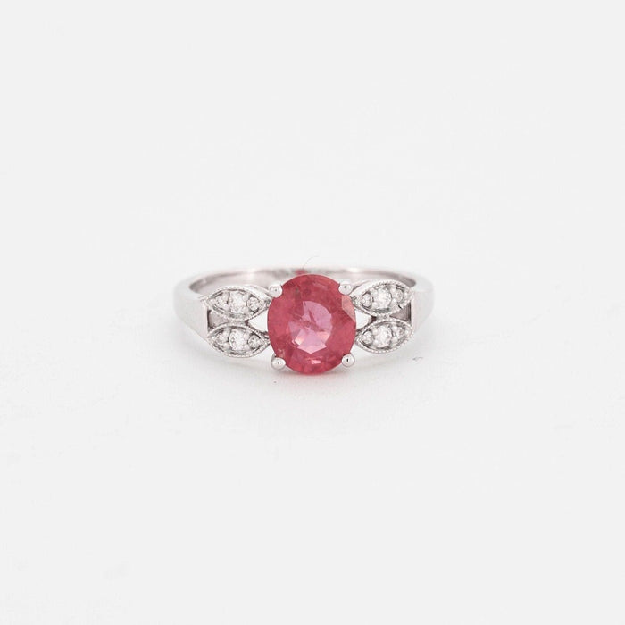 Bague Bague or blanc saphir rose diamants 58 Facettes