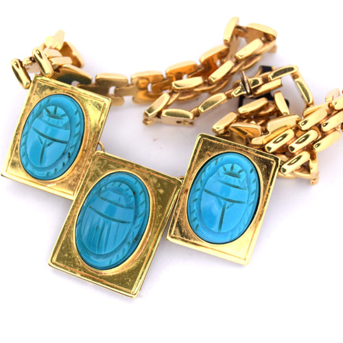 Collier Collier en or jaune avec turquoise 58 Facettes