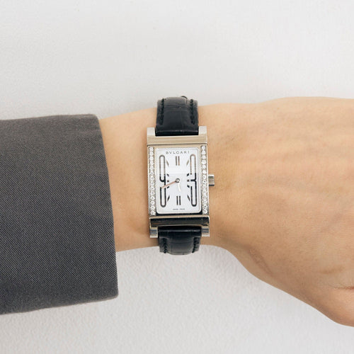 Montre BULGARI Rettangolo - or blanc - Diamants 58 Facettes