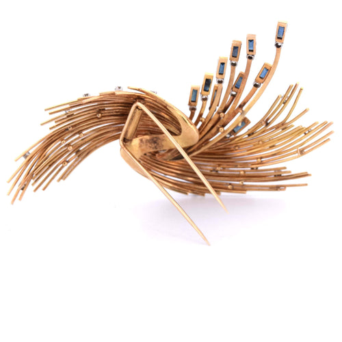 Broche Broche vintage en or jaune, diamants et saphirs 58 Facettes