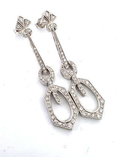 Boucles d'oreilles Boucles d'oreilles en platine serties de diamants 58 Facettes