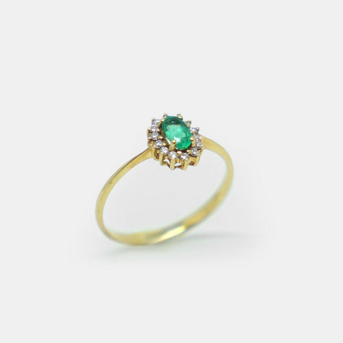 Bague Bague Marguerite, Emeraude et diamants 58 Facettes
