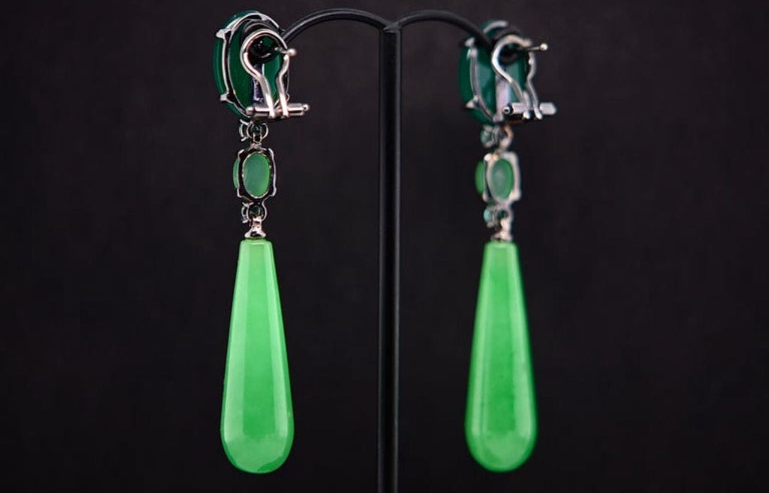 Boucles d'oreilles Boucles d'oreilles Emeraudes Jade Agate verte 58 Facettes