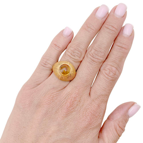 Bague 51 Bague vintage, or jaune, cabochon de citrine. 58 Facettes 34799