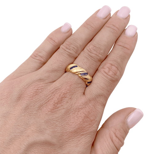 Bague 53 Bague vintage POIRAY, or jaune, saphirs calibrés. 58 Facettes 34649