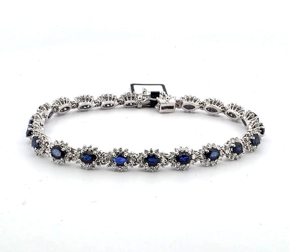 Bracelet Bracelet en or blanc 18 carats serti de saphirs et de diamants, 1973 G 58 Facettes