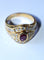Bague or jaune rubis diamants