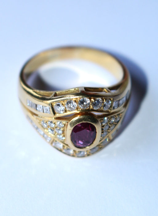 Bague 61.5 Bague or jaune rubis diamants 58 Facettes 578