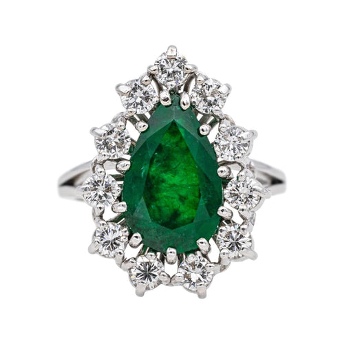 Bague 54 Bague Or blanc Emeraude, Diamant 58 Facettes 4590991CN