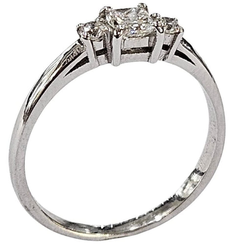 Bague Bague en or blanc faite main, diamant naturel taille princesse 58 Facettes E01