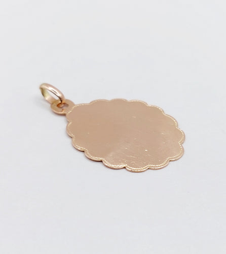 Pendentif Médaille religieuse victorienne or rose Vierge Marie (circa 1890) 58 Facettes A06018