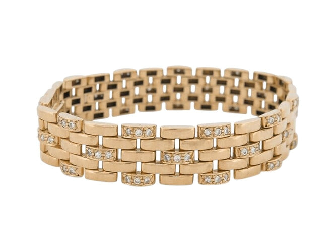 Bracelet bracelet CARTIER panthere 5 rangs diamants 1.58ct 18cm or jaune 18k 40gr 58 Facettes 270499