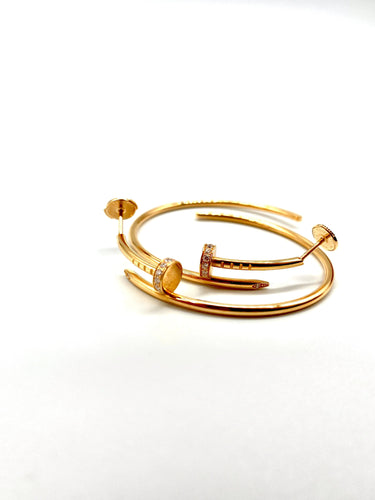 Boucles d'oreilles Cartier - Boucles d'oreilles créoles Juste Un Clou en or rose 18k et diamants 58 Facettes