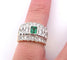 Bague 52 Bague en or jaune et blanc 18 carats avec émeraude et diamants 58 Facettes