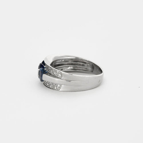 Bague 54 Bague Or Blanc Saphirs Diamants 58 Facettes