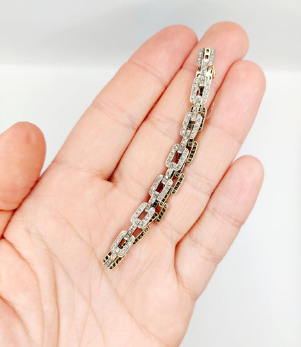 Bracelet Bracelet art déco or et argent orné de diamants 58 Facettes A05374