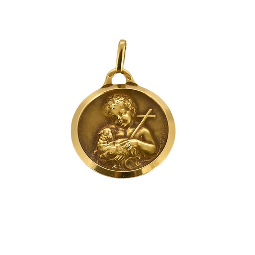 Pendentif AUGIS - Médaille en or jaune figurant Saint Jean Baptiste enfant 58 Facettes COG04722