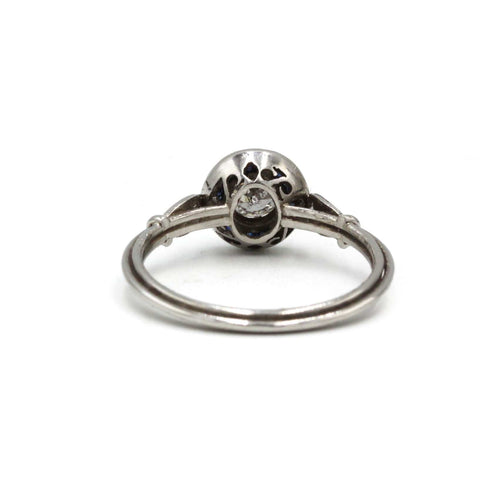 Bague 55 Bague Platine, art deco diamants taille anciennes saphirs calibrés 58 Facettes 1310