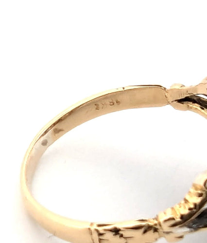 Bague 57 Bague ancienne en or jaune et argent avec diamant 58 Facettes