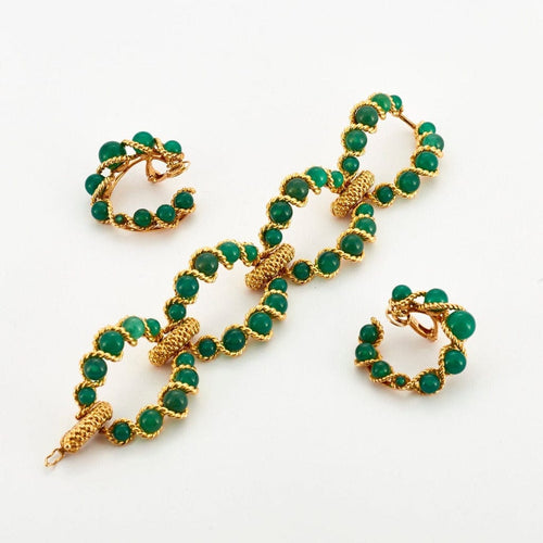 Boucles d'oreilles BOUCHERON - Demie-parure Or Jaune et Chrysoprases 58 Facettes