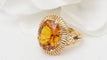 Bague 51.5 Bague vintage en or jaune et citrine ovale 58 Facettes 32615