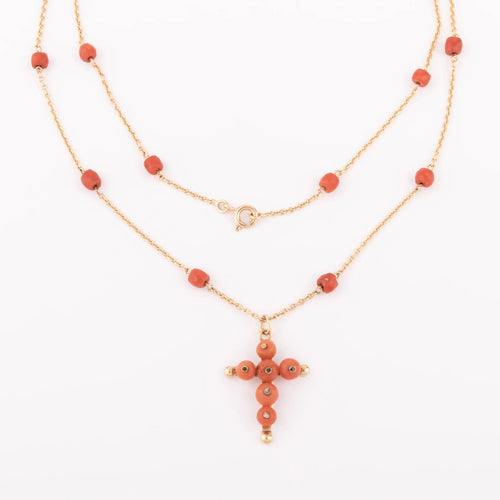 Sautoir en or et corail