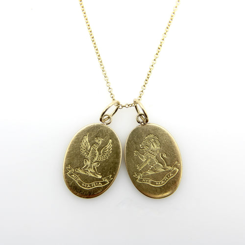 Pendentif Pendentif Ave Maria Aigle en or 18 carats, style victorien, gravé à la main 58 Facettes A2004L