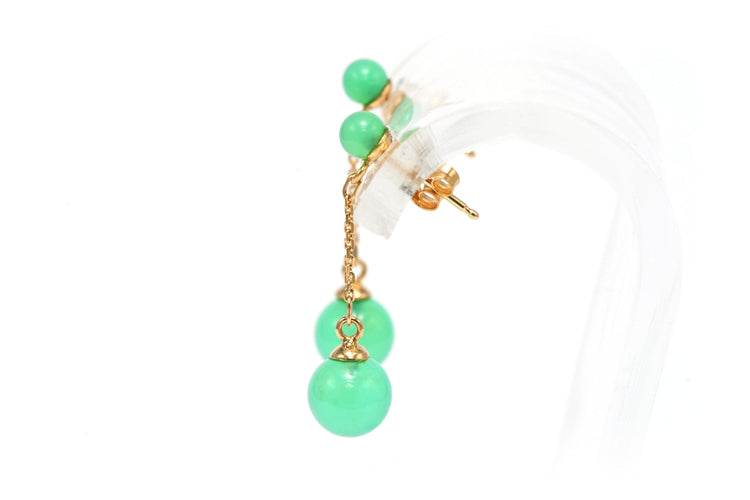 Boucles d'oreilles contemporaines en or jaune 14 carats serties de jade