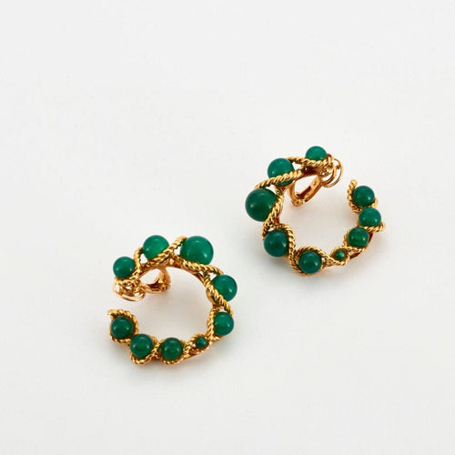 Boucles d'oreilles BOUCHERON - Demie-parure Or Jaune et Chrysoprases 58 Facettes