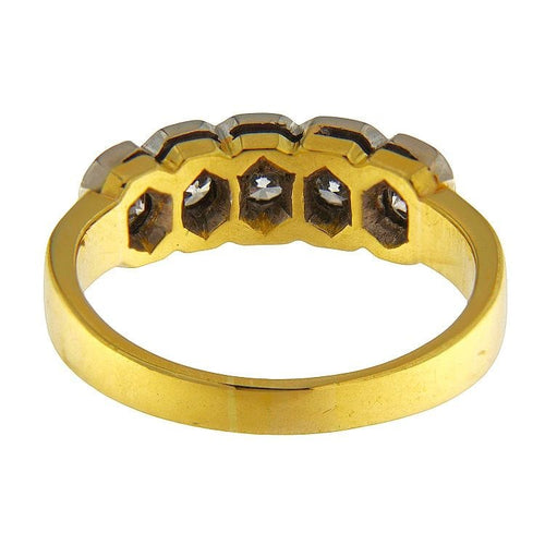 Bague 55 Bague en or jaune et blanc sertie de 5 diamants de 0,70 ct 58 Facettes G3839