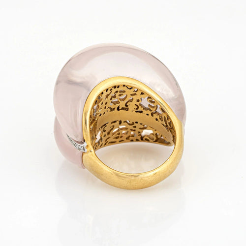 Bague 47 Bague contemporaine en quartz rose et diamant Estate, édition limitée 58 Facettes G12181