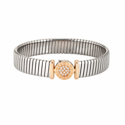 BULGARI - Vintage 90s Tubogas rose gold and diamond bracelet 58 Facettes G14203