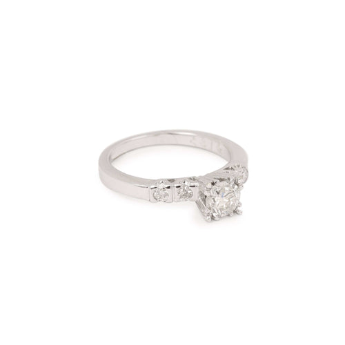 Bague 50 Bague Solitaire Diamants 0.50 Carats Or Gris 14 Carats 58 Facettes BD169