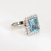 Bague 58 Bague carrée diamant aigue-marine 5,35 ct or blanc vintage 58 Facettes G13366