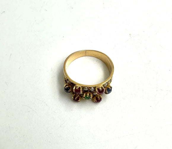 Bague 51 Bague des années 1920 avec pierres multicolores 58 Facettes
