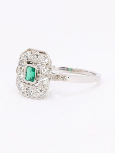 Bague 54 Bague Art Deco émeraude diamants taille ancienne 58 Facettes 1108.9